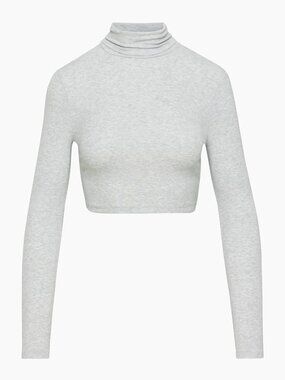 Sunday Best Cropped Ribbed Turtleneck Grey Size Large